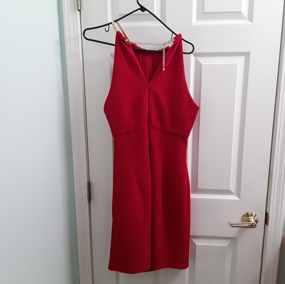 Eliza J Red Sparkle Sleeveless Party Cocktail Dress - Picture 6 of 9